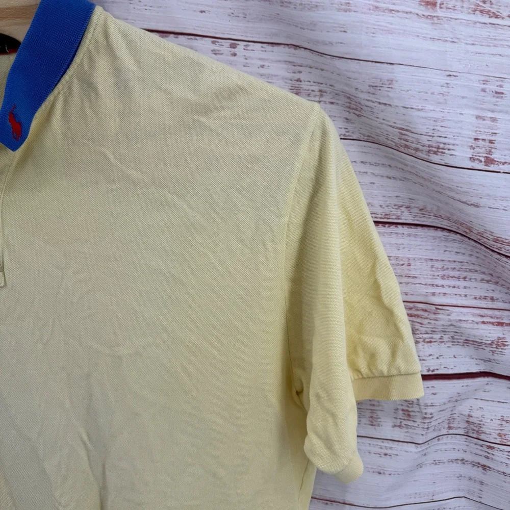 Polo Ralph Lauren Polo Shirt Mens 2XL Yellow Contrast Collar Pony Logo Casual